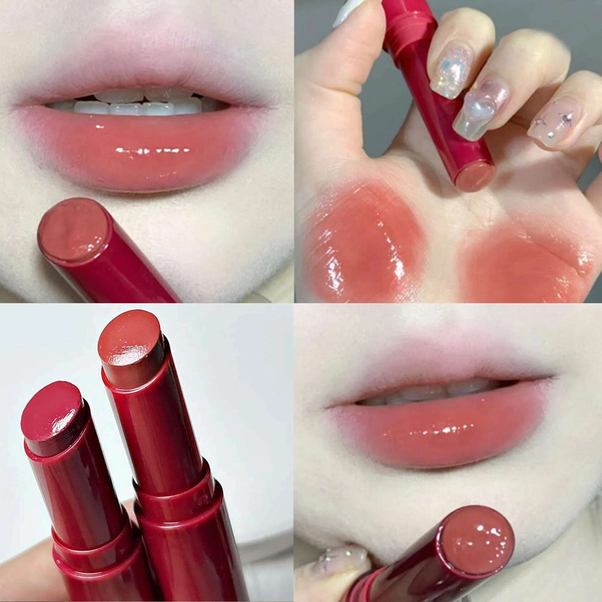 KIMLUD, Waterproof Jelly Solid Lipstick Pen Mirror Watergloss Lip Glaze Moisturizing Sexy Lip Plumper Long-lasting Lips Makeup Cosmetic, KIMLUD Womens Clothes