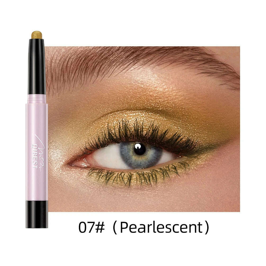 Waterproof Pearlescent Eyeshadow Pencil Stick 12 Colors Lasting Glitter Shimmer Eye Shadow Pen Eyeliner Stick Eyes Makeup Tools - KIMLUD