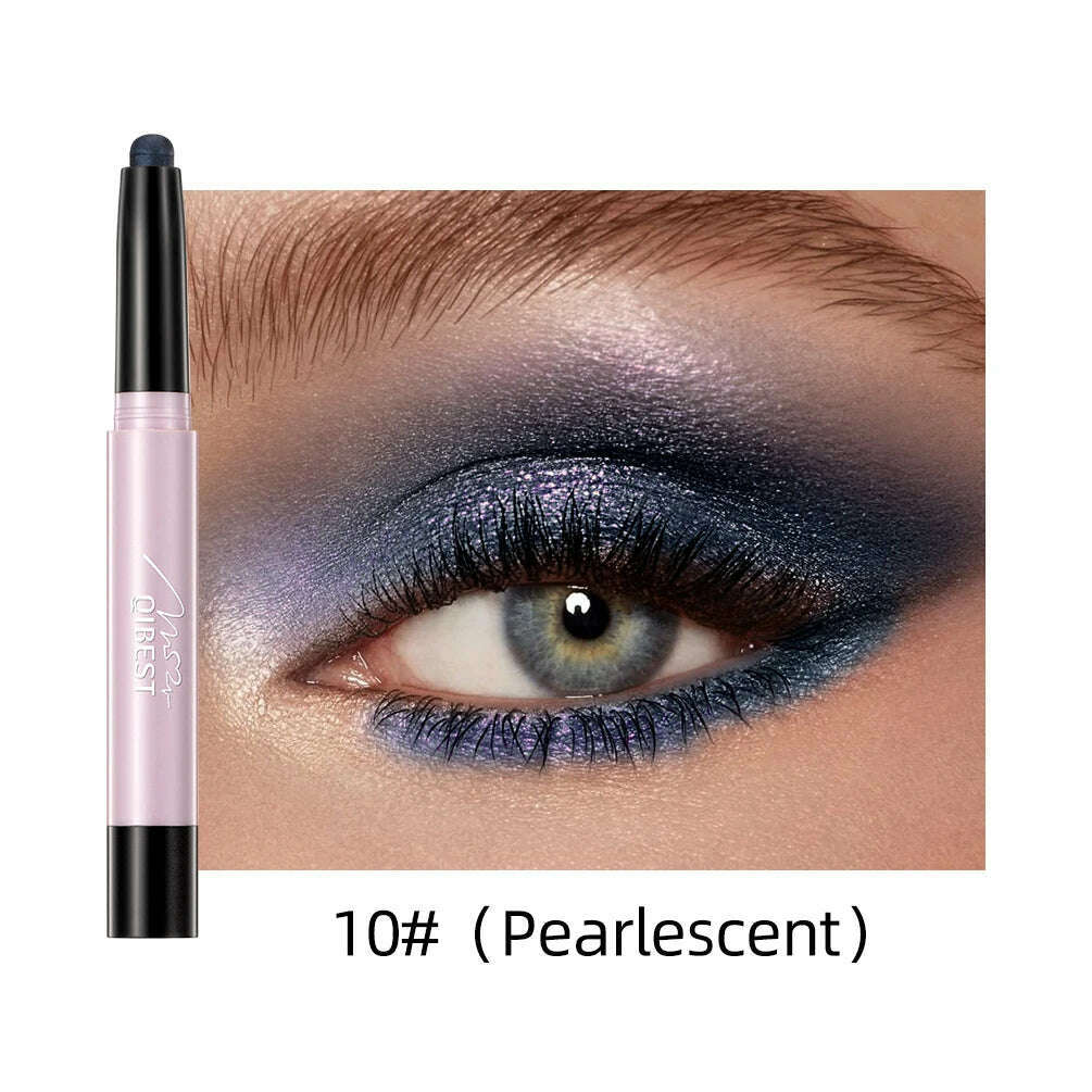 Waterproof Pearlescent Eyeshadow Pencil Stick 12 Colors Lasting Glitter Shimmer Eye Shadow Pen Eyeliner Stick Eyes Makeup Tools - KIMLUD