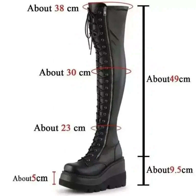 KIMLUD, Wedges Long Boots for Women Autumn Winter Over-the-knee Boots Cosplay High Platform Women Boots New High Heel Gothic Botas Altas, KIMLUD Womens Clothes