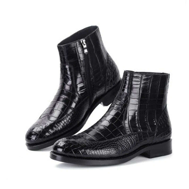 KIMLUD, weitasi  winter crocodile leather boots crocodile shoes  Pure manual  custom  men business  keep warm  Fashion style  Men boots, black / 39 / CHINA, KIMLUD APPAREL - Womens Clothes