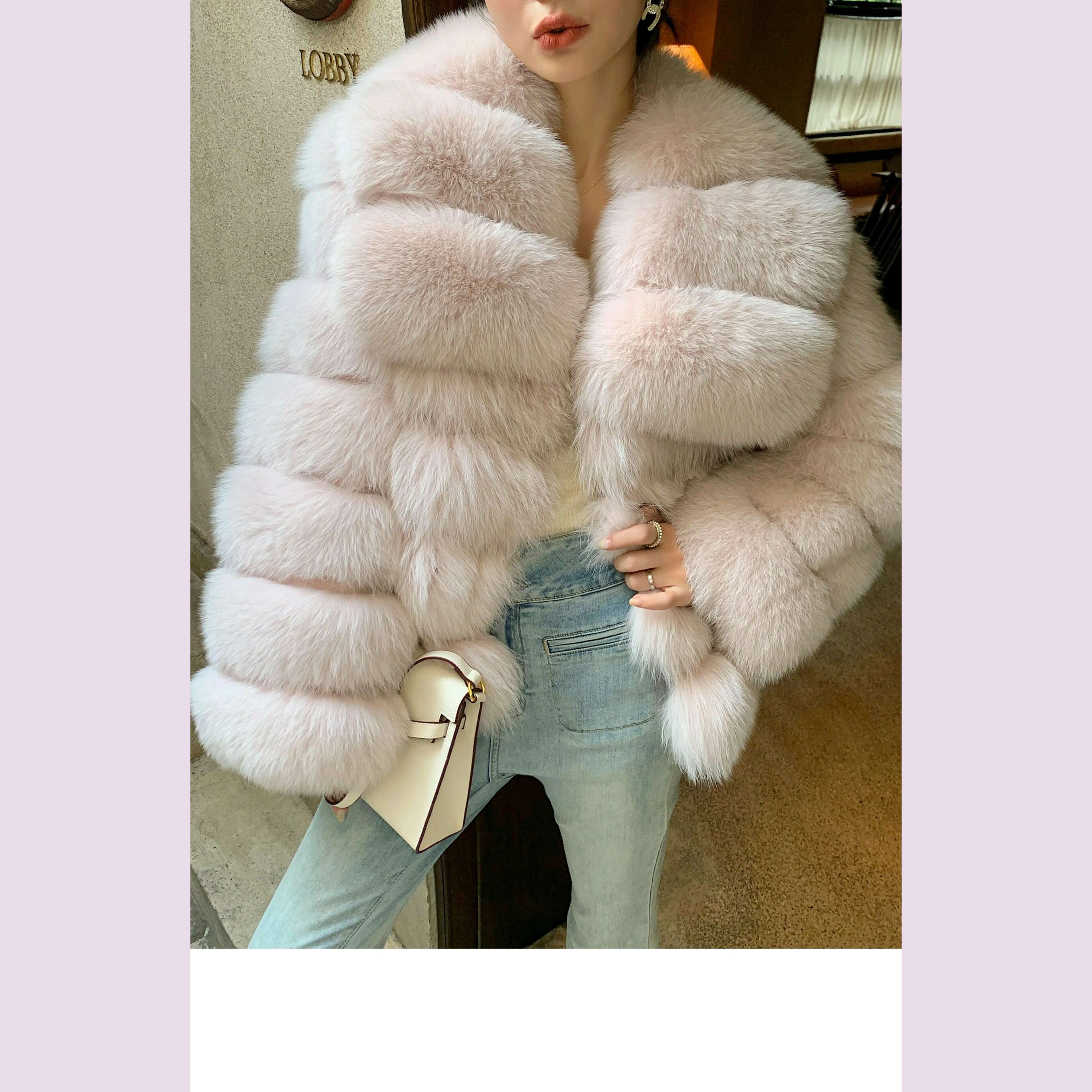 KIMLUD, Whole leather fox fur coat short style young women's new coat, KIMLUD Womens Clothes