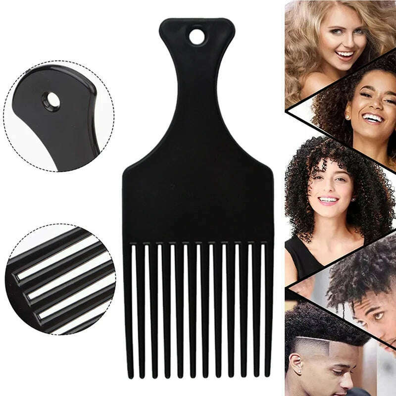 KIMLUD, Wide Teeth Brush Pick Comb Fork Hairbrush Insert Hair Pick Comb Plastic Combs For Curly Afro Hair Styling Tools For Women Men, KIMLUD Womens Clothes