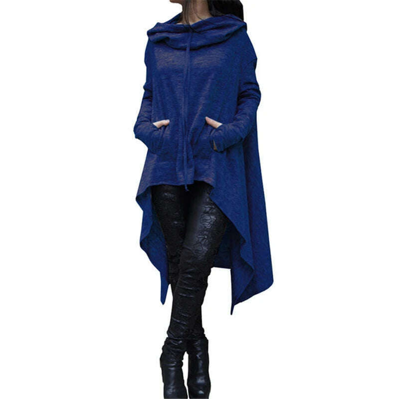 KIMLUD, Winter Autumn Fashion Oversize Hoodies Sweatshirt Women Loose Hoody Mantle Hooded Pullover Outwear Coat Vestidos Mujer Shirts, Blue / XXL, KIMLUD APPAREL - Womens Clothes