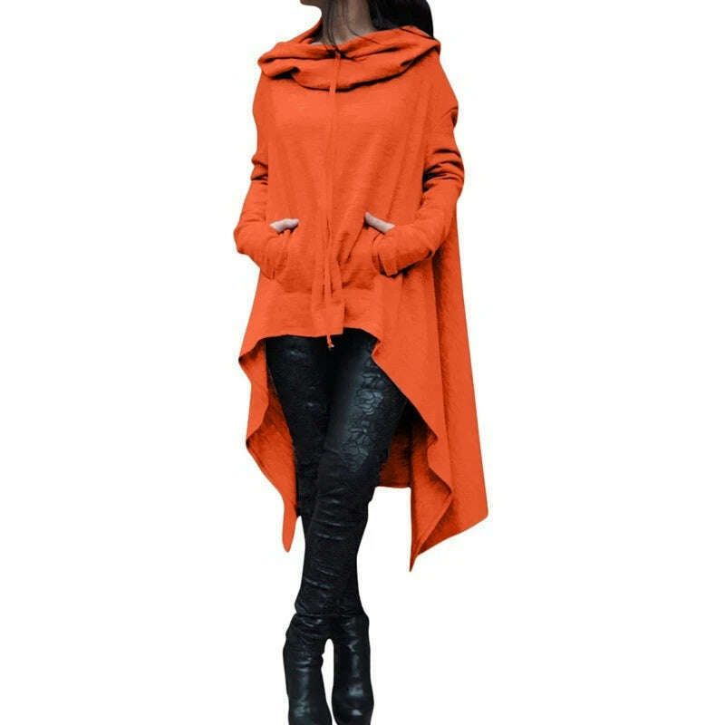 KIMLUD, Winter Autumn Fashion Oversize Hoodies Sweatshirt Women Loose Hoody Mantle Hooded Pullover Outwear Coat Vestidos Mujer Shirts, Orange / XL, KIMLUD APPAREL - Womens Clothes