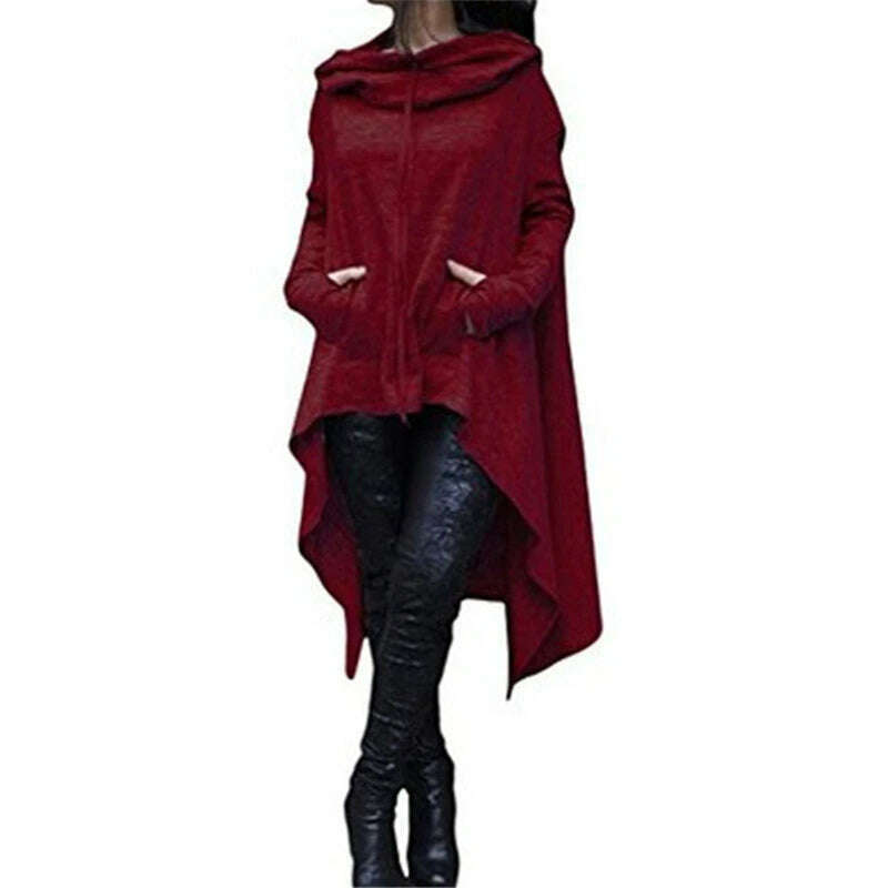 KIMLUD, Winter Autumn Fashion Oversize Hoodies Sweatshirt Women Loose Hoody Mantle Hooded Pullover Outwear Coat Vestidos Mujer Shirts, Burgundy / XXXL, KIMLUD APPAREL - Womens Clothes