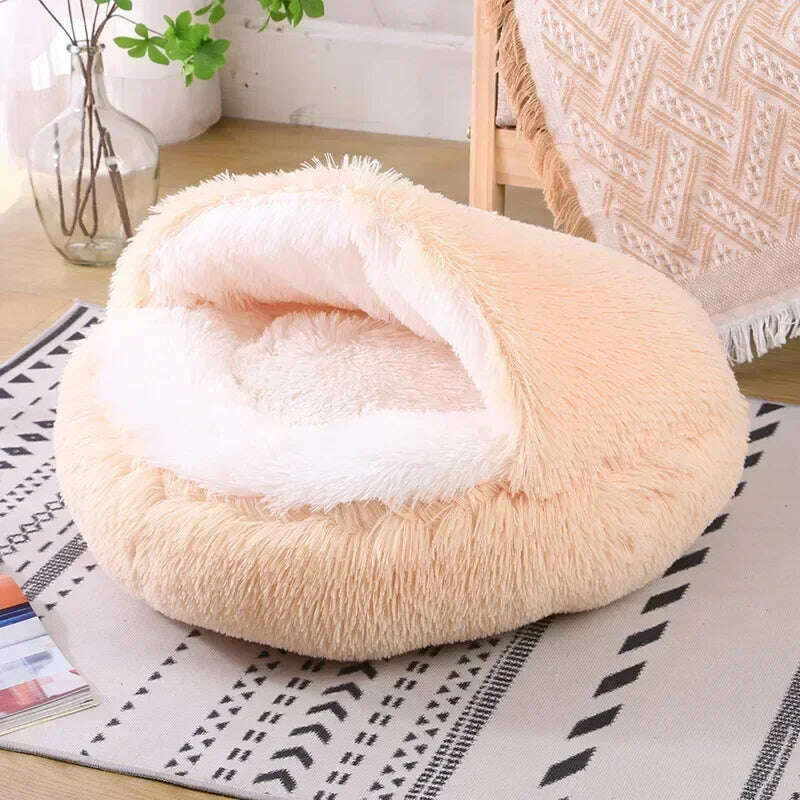 KIMLUD, winter dog Plush Round Bed Pet Mattress Warm Soft Comfortable Basket Cat Dog Sleeping Bag Nest for Small Dogs Medium dogs cat, KIMLUD Womens Clothes