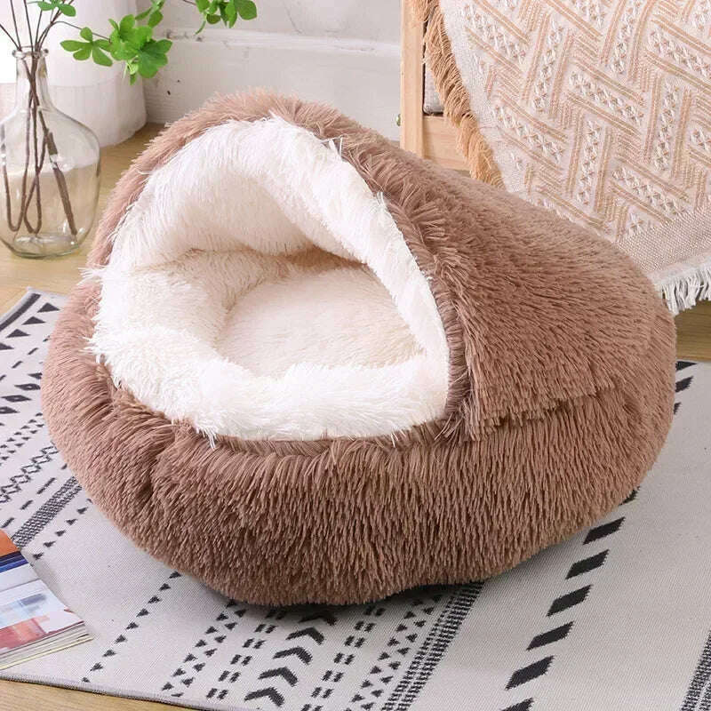 KIMLUD, winter dog Plush Round Bed Pet Mattress Warm Soft Comfortable Basket Cat Dog Sleeping Bag Nest for Small Dogs Medium dogs cat, KIMLUD Womens Clothes