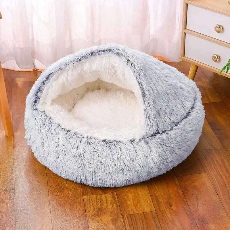 KIMLUD, winter dog Plush Round Bed Pet Mattress Warm Soft Comfortable Basket Cat Dog Sleeping Bag Nest for Small Dogs Medium dogs cat, light grey / 60cm(5-10KG), KIMLUD APPAREL - Womens Clothes