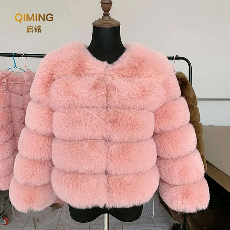 KIMLUD, Winter Faux Fur Coat Jacket Luxury Coat Women Imitation Fur Jacket Thick Warm Ladies Fur Jackets Fashion Fuzzy Plush Coats, KIMLUD Womens Clothes