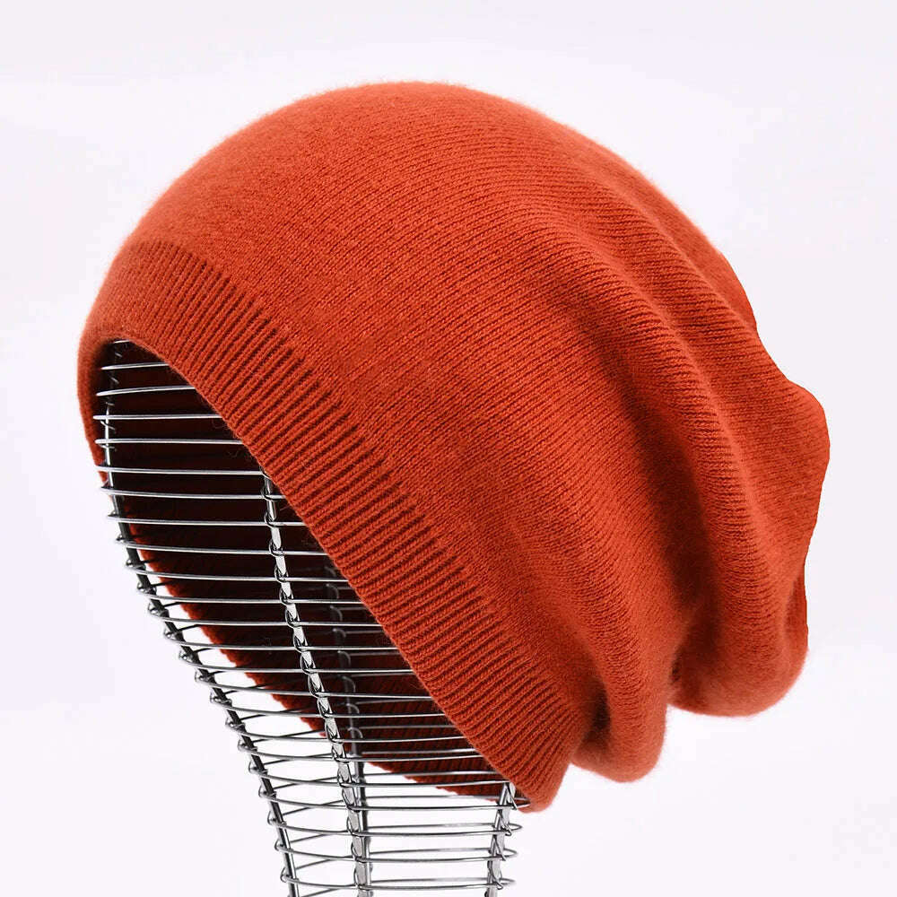 KIMLUD, Winter Hat Beanie Plain Knitted Autumn Winter Warm Cashmere Soft Slouchy Skull Caps Beanies Men Women Street Hats, Caramel, KIMLUD APPAREL - Womens Clothes