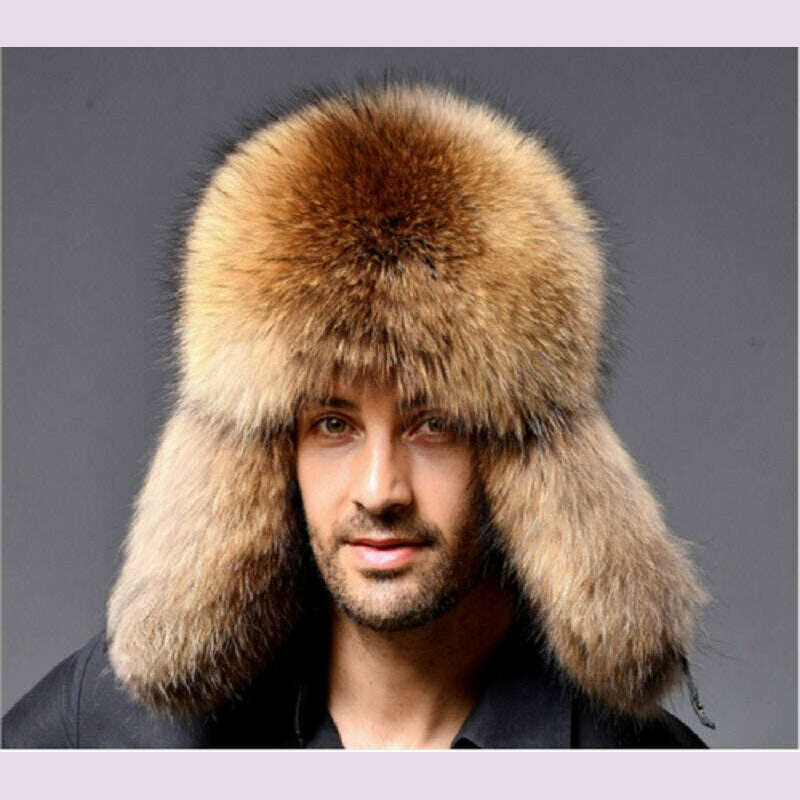 KIMLUD, Winter Men Women Warm Soft Bomber Hats Russian Ushanka Hat with Ear Flap Pu Leather Fur Trapper Cap Earflap, KIMLUD Womens Clothes