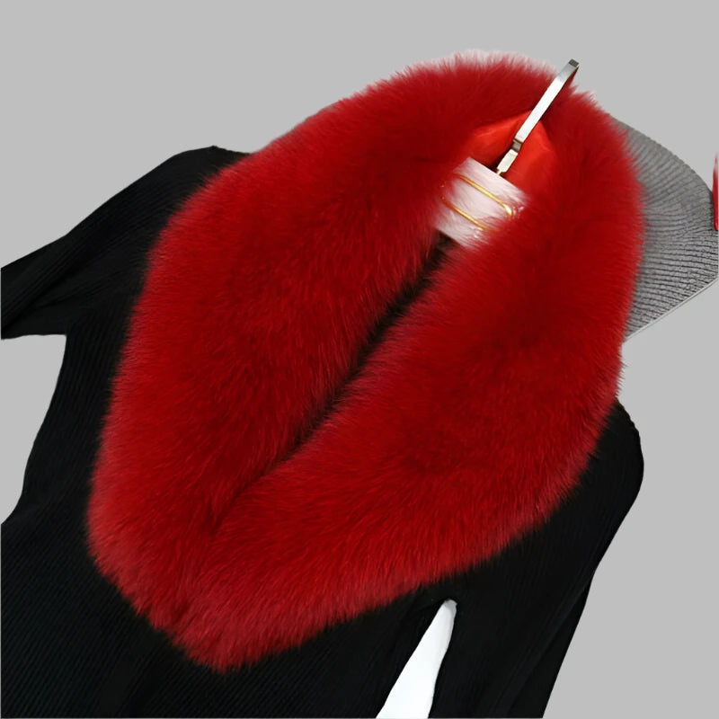 KIMLUD, Winter Real Fox Fur Collar Woman Black Natural Fur Scarf Shawl For Women Collars Wraps Neck Warmer Fur Scarves Luxery Scarf Men, KIMLUD Womens Clothes