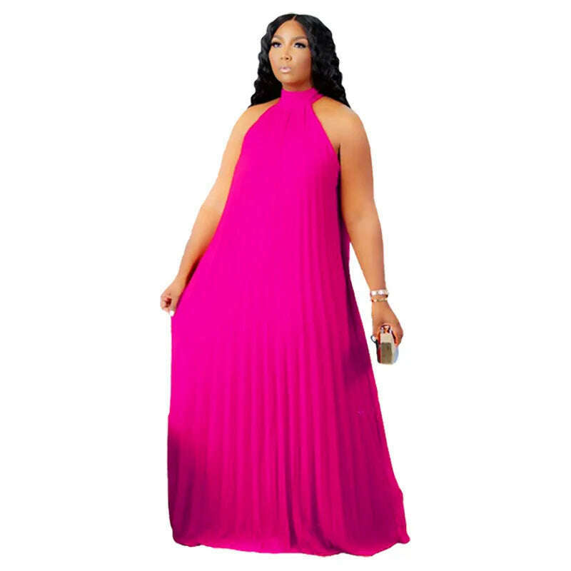 Wmstar Plus Size Women Long Dress leeveless Bandage Halter Hollow Out Splited A-line Maxi Dresses Outfits Wholesale Dropshipping - KIMLUD