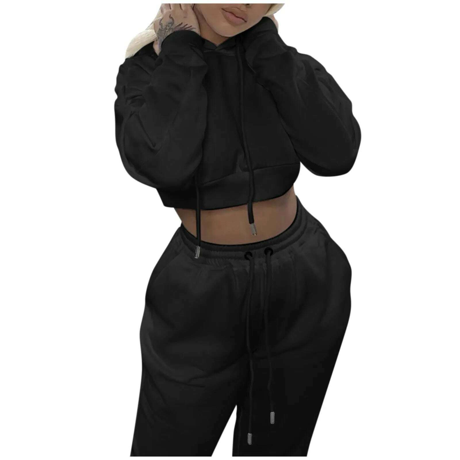 KIMLUD, Women 2 Piece Set Casual Sport Outfits Tracksuit Hoodies Sweatshirt+Sweatpants Jogger Pants 2024 Fashion Winter Sportswear, KIMLUD Womens Clothes