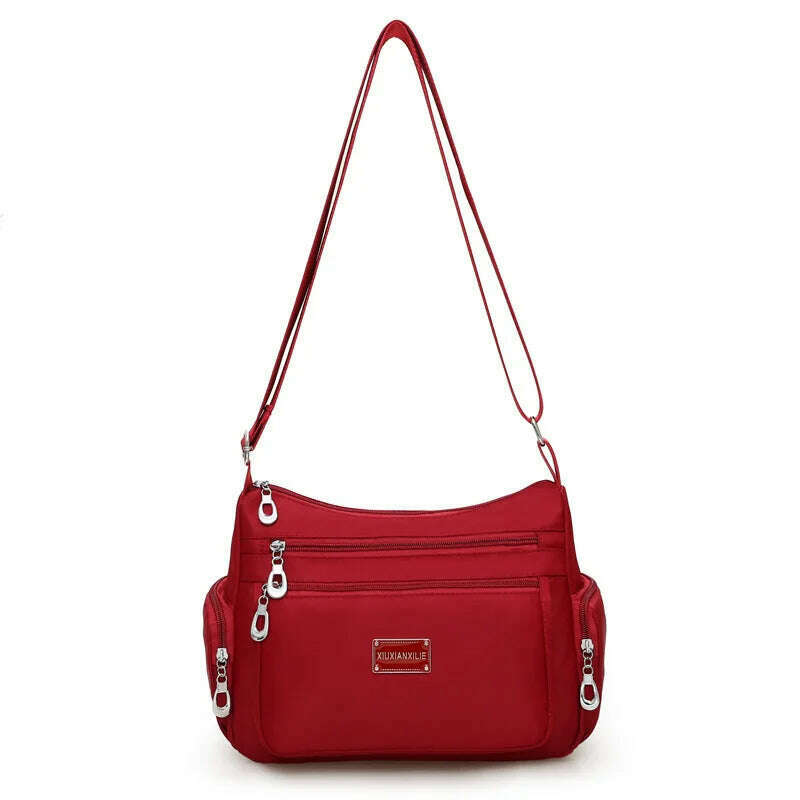 KIMLUD, Women Casual Bolsos Messenger Bag Waterproof Nylon Shoulder Bag Large Capacity Mom Handbags Tote Crossbody Pack sac a main Purse, wine red / 28x11x20cm, KIMLUD APPAREL - Womens Clothes