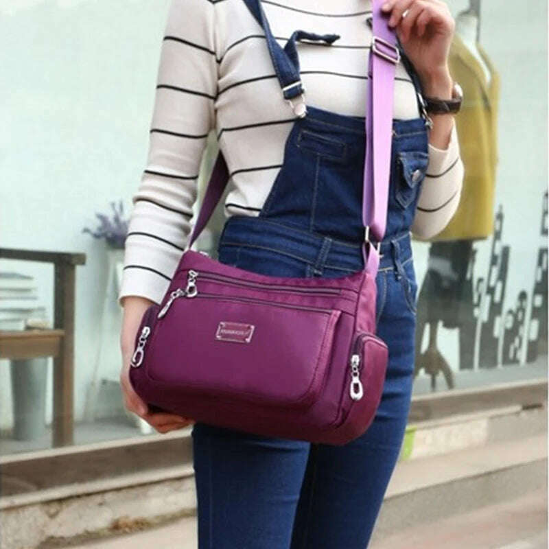 Women Casual Bolsos Messenger Bag Waterproof Nylon Shoulder Bag Large Capacity Mom Handbags Tote Crossbody Pack sac a main Purse - KIMLUD