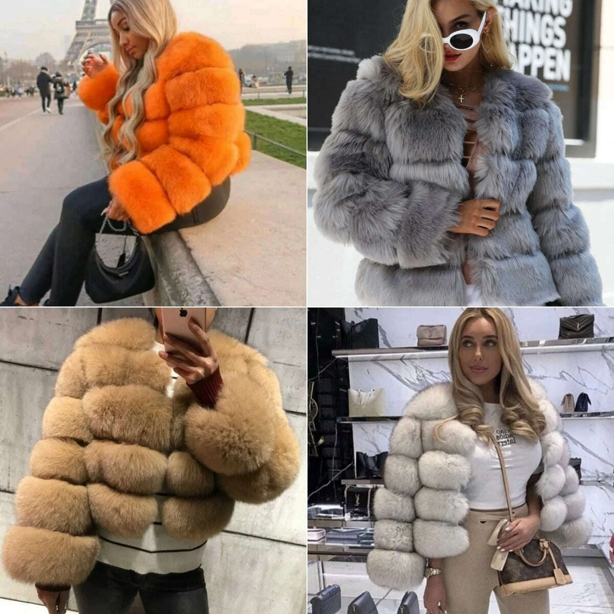 Women Faux Fur Coat Autumn Winter High Quality Fluffy Short Coat Faux Fur Jacket Ladies furry Fashion Tops - KIMLUD