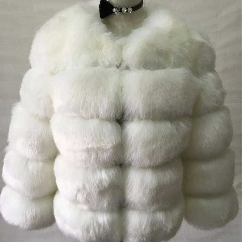 KIMLUD, Women Faux Fur Coat Autumn Winter High Quality Fluffy Short Coat Faux Fur Jacket Ladies furry Fashion Tops, WHITE / XXS, KIMLUD APPAREL - Womens Clothes