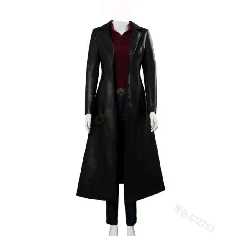 KIMLUD, Women luxury fashion medieval steampunk gothic long leather jackets vintage winter outerwear faux leather trench coat, Black / M, KIMLUD APPAREL - Womens Clothes