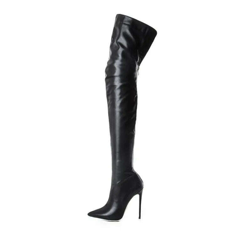 KIMLUD, Women Over The Knee Boots Female Zip Sexy Black Long Boots Woman Thin Heel Ladies Pointed Toe Party Boots Women's Autumn Shoes88, Black / 36, KIMLUD APPAREL - Womens Clothes