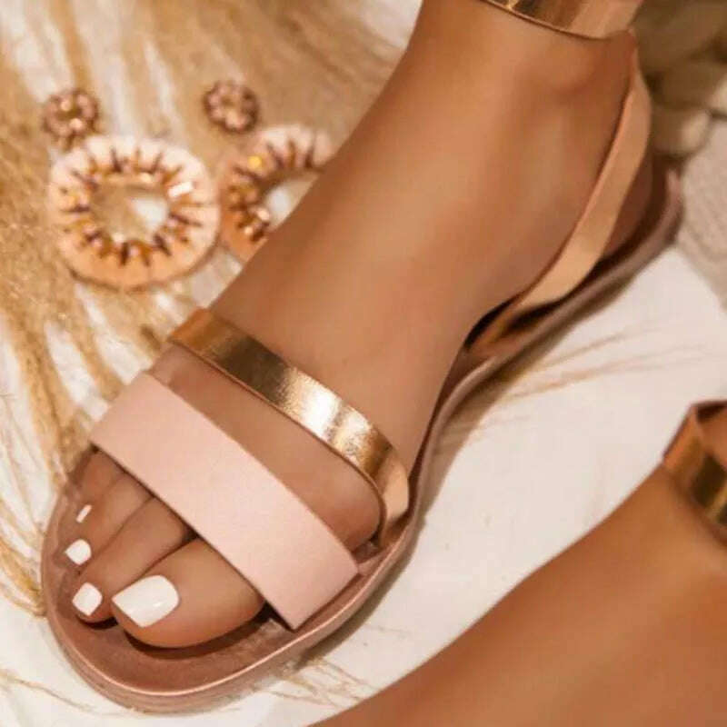 Women Sandals Retro Fashion Summer Women Shoes Snakeskin Print Casual Sandals Buckle Straps Beach Shoes Ladies Summer Sandals - KIMLUD