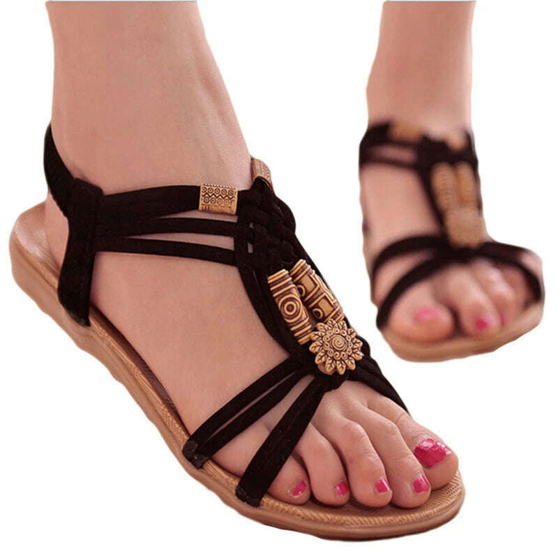 KIMLUD, Women Shoes Sandals Comfort Sandals Summer Flip Flops 2020 Fashion High Quality Flat Sandals Gladiator Sandalias Mujer, Black / 6, KIMLUD APPAREL - Womens Clothes