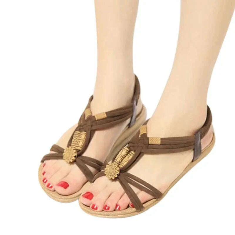 KIMLUD, Women Shoes Sandals Comfort Sandals Summer Flip Flops 2020 Fashion High Quality Flat Sandals Gladiator Sandalias Mujer, Brown / 6, KIMLUD APPAREL - Womens Clothes