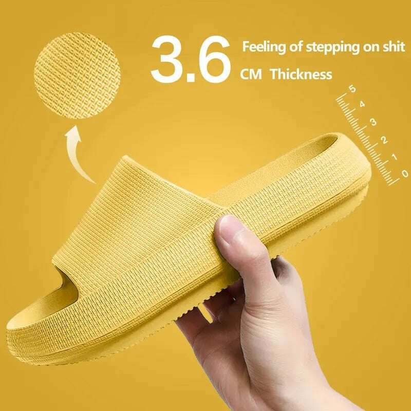 Women Slippers Thick Sole Summer Men Beach Slides Bathroom Anti-Slip Slipper Soft Sandals Fashion Flip-Flops Ultra-Light Shoes - KIMLUD