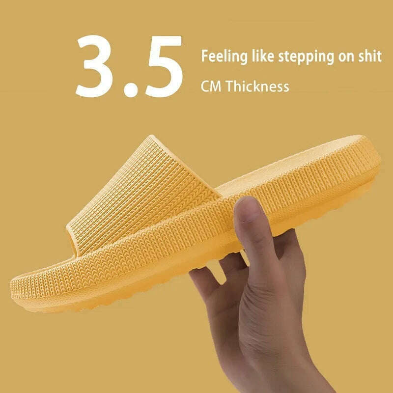 KIMLUD, Women  Slippers Thick Sole Summer Men Beach Slides Bathroom Anti-Slip Slipper Soft Sandals Fashion Flip-Flops Ultra-Light Shoes, B-3.5CM-Yellow / 36-37, KIMLUD APPAREL - Womens Clothes