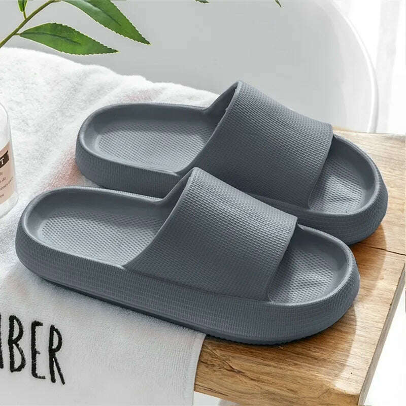 KIMLUD, Women  Slippers Thick Sole Summer Men Beach Slides Bathroom Anti-Slip Slipper Soft Sandals Fashion Flip-Flops Ultra-Light Shoes, KIMLUD Womens Clothes