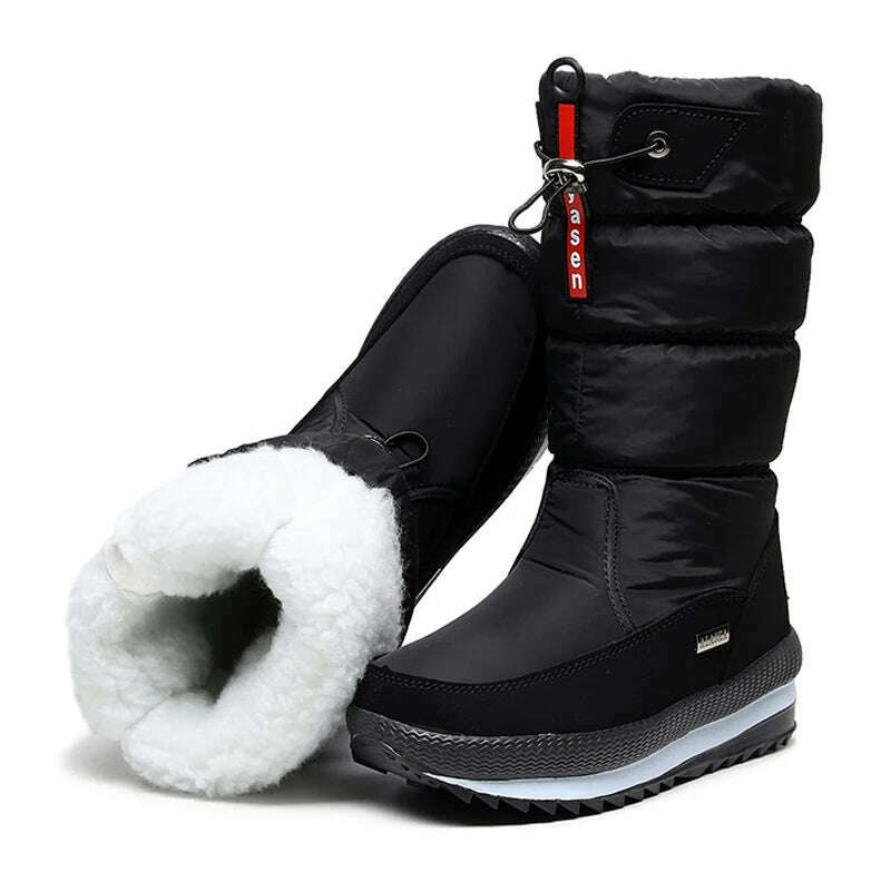 Women Snow Boots Platform Winter Boots Thick Plush Waterproof Non-slip Boots Fashion Women Winter Shoes Warm Fur Botas mujer - KIMLUD