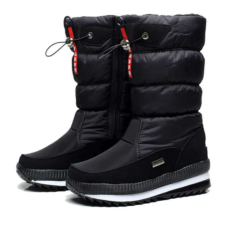 Women Snow Boots Platform Winter Boots Thick Plush Waterproof Non-slip Boots Fashion Women Winter Shoes Warm Fur Botas mujer - KIMLUD