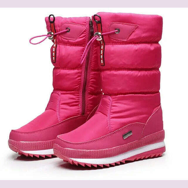 Women Snow Boots Platform Winter Boots Thick Plush Waterproof Non-slip Boots Fashion Women Winter Shoes Warm Fur Botas mujer - KIMLUD