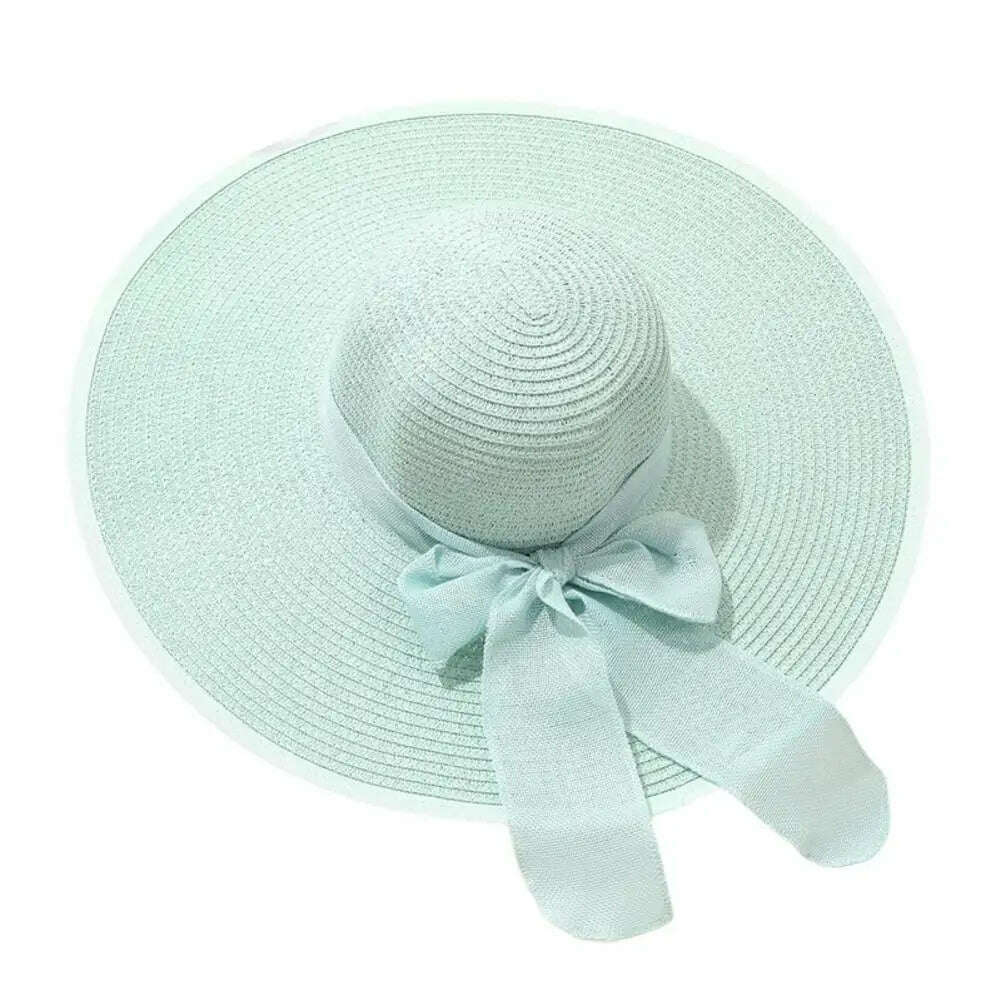 Women Straw Hat Bow-knot Decor Foldable Sunscreen Summer Holiday Women Fisherman Hat Women Fisherman Hat for Adult - KIMLUD