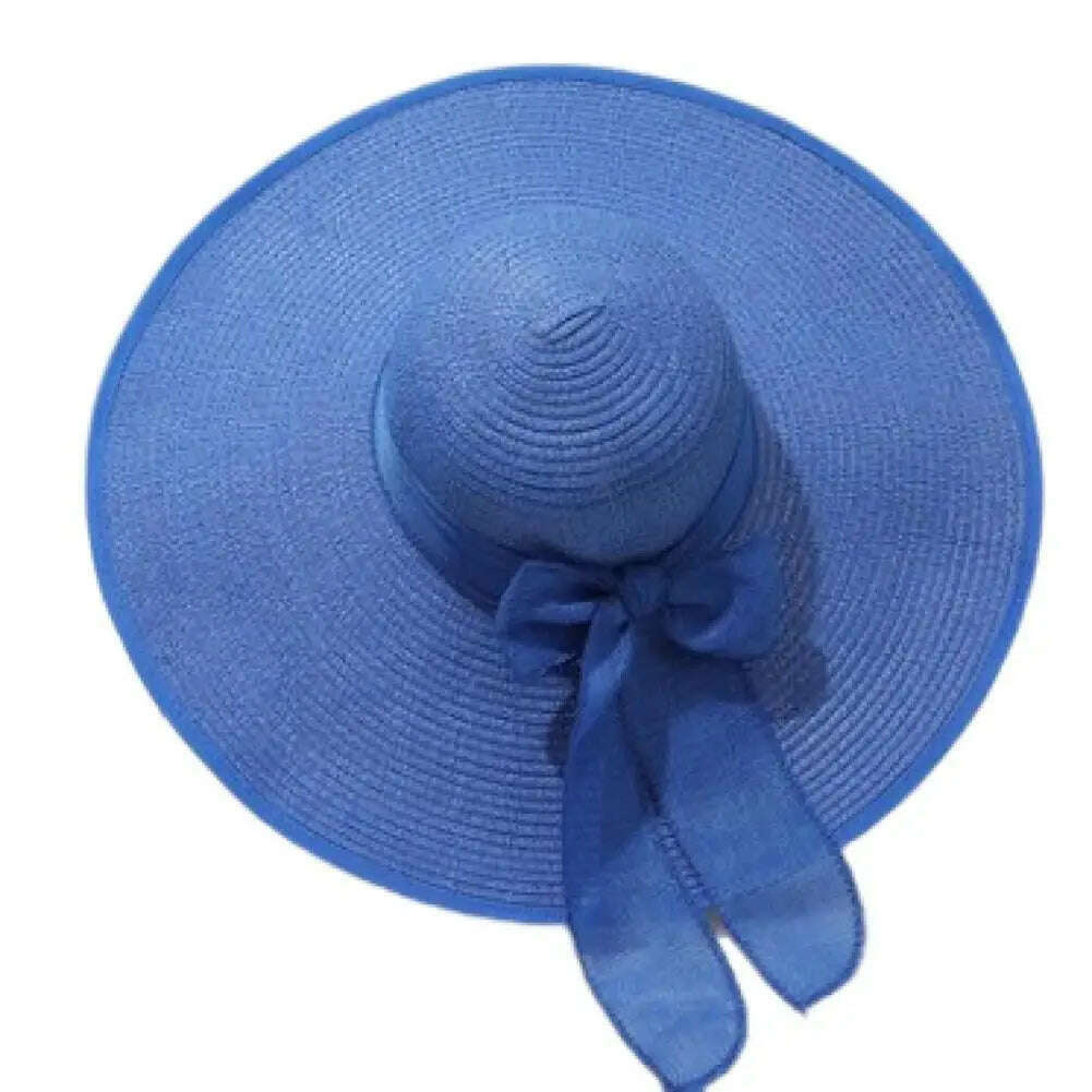 Women Straw Hat Bow-knot Decor Foldable Sunscreen Summer Holiday Women Fisherman Hat Women Fisherman Hat for Adult - KIMLUD