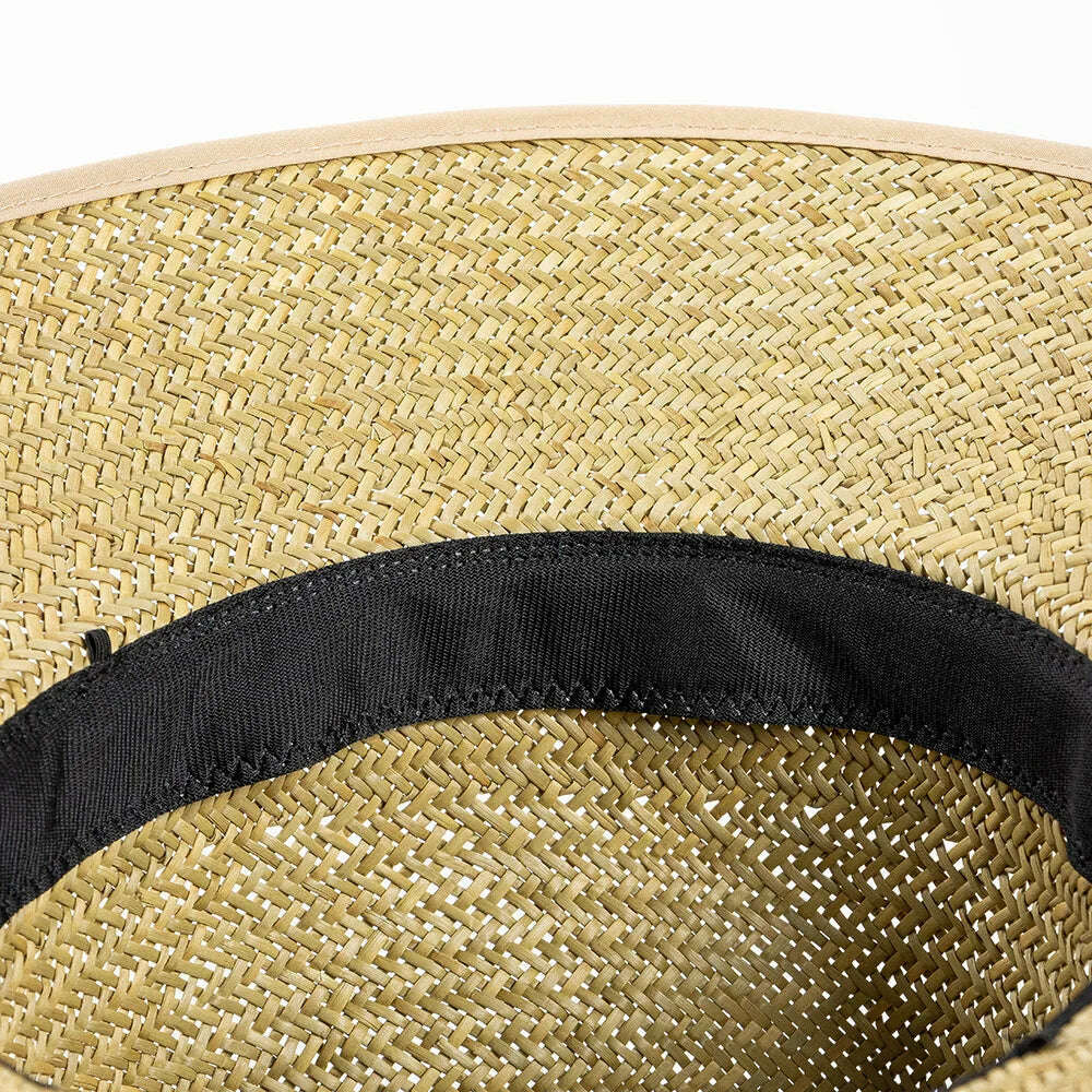 Women Summer Hats Metal Belt Decorated straw hat Lifeguard Sun Hat Ladies Outdoor Hat Travel Hat - KIMLUD