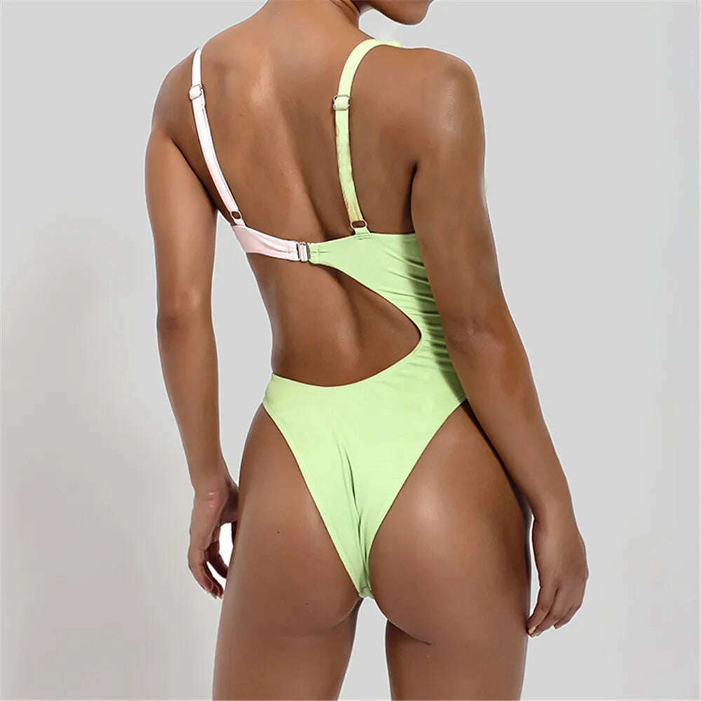 KIMLUD, Women Swimwear Contrast Solid Color Swimsuit Bikini Swimming Beachwear High Waist Female Bathing Suit Biquinis, KIMLUD Womens Clothes