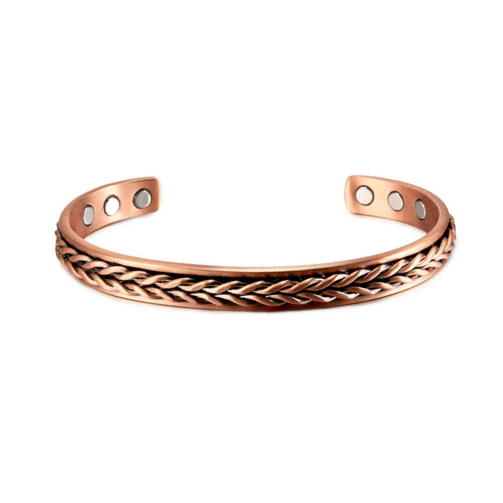 KIMLUD, Women Tibetan Pure Copper Magnetic Healing Bracelet India Pattern Men's Spiritual Yoga Jewelry Adjustable Rope Inlay Style, 107, KIMLUD APPAREL - Womens Clothes