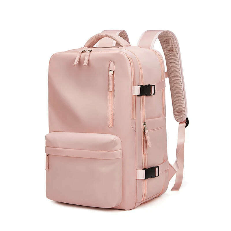 KIMLUD, Women Travel Backpack 16 Inch Girl Expanded 39L USB Charging Business Laptop Backpack with Shoe Bag Waterproof Hiking Backpack, pink, KIMLUD APPAREL - Womens Clothes