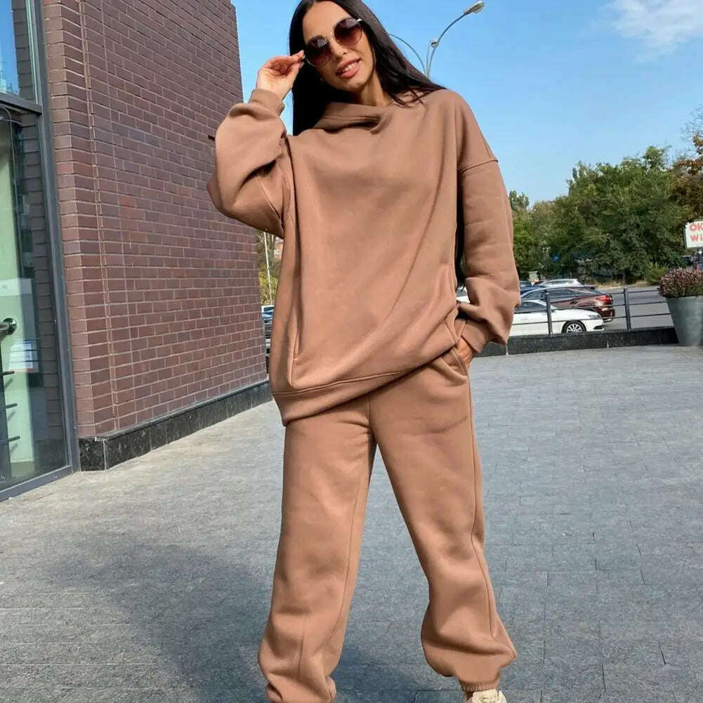 KIMLUD, Women Two Piece Sets Tracksuit Hooded Sweatshirt Tops Sweatpants Pants Set Female Spring Autumn Long Sleeve Pullover Sports Set, KIMLUD Womens Clothes