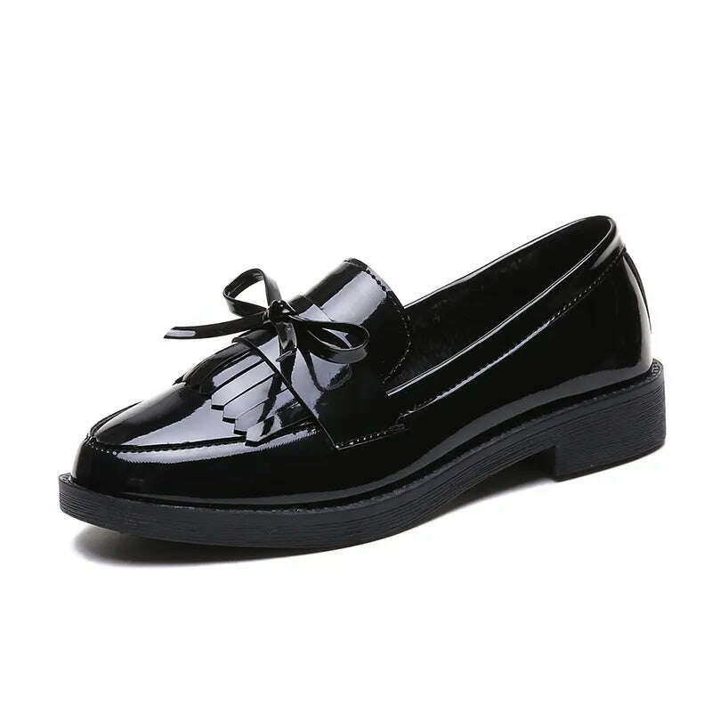 KIMLUD, Women&#39;s Flats spring summer shoes woman sandalias2022 slides shoes designer Loafers Patent Leather Low Heels Oxford sport Shoe, PU Black / CN 35 (EU Size 34), KIMLUD APPAREL - Womens Clothes