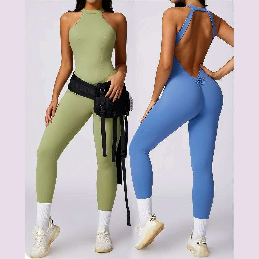 Women's 2024 New INS Network Red Same Hip Lift Back Outdoor Running Tight Exercise Quick Dry Yoga Fitness Jumpsuit - KIMLUD