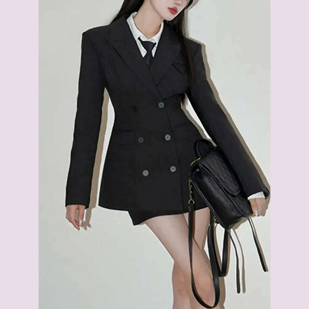 KIMLUD, Women's Dress sets Double breasted Long Sleeve Blazer+High Waist Wrap Hip Skirt Age reducation Commuter Two Piece Lady's Clothes, single Blazer / S / CN, KIMLUD APPAREL - Womens Clothes