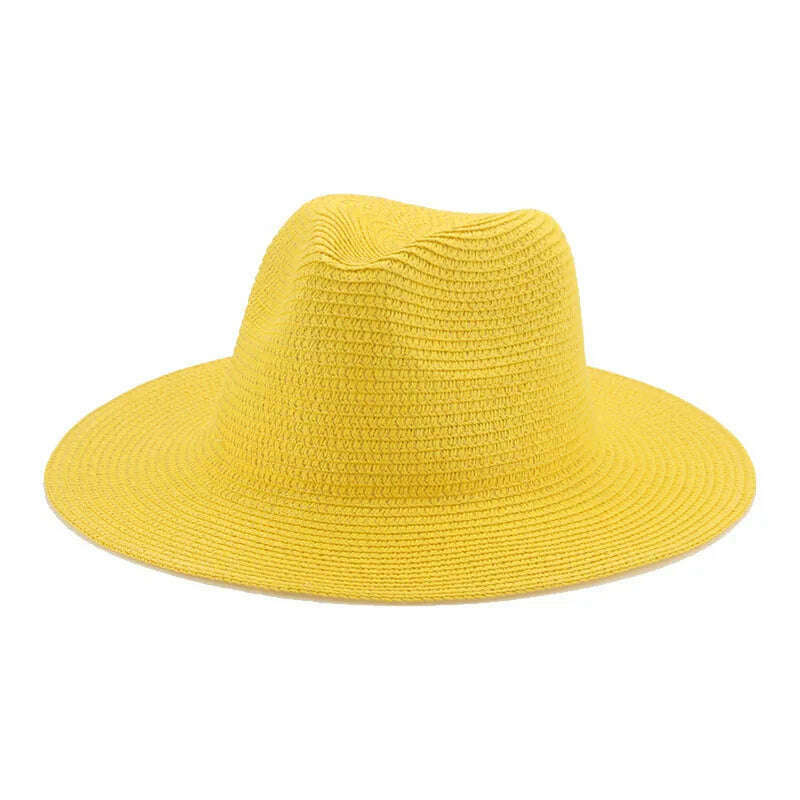 KIMLUD, Women's Hat Hats for Women Summer Straw Sun Hats Men's Caps Sun Protection Beach Summer Women Men Panama Straw Hat Gorras Hombre, Yellow / 56-58cm(adults), KIMLUD APPAREL - Womens Clothes