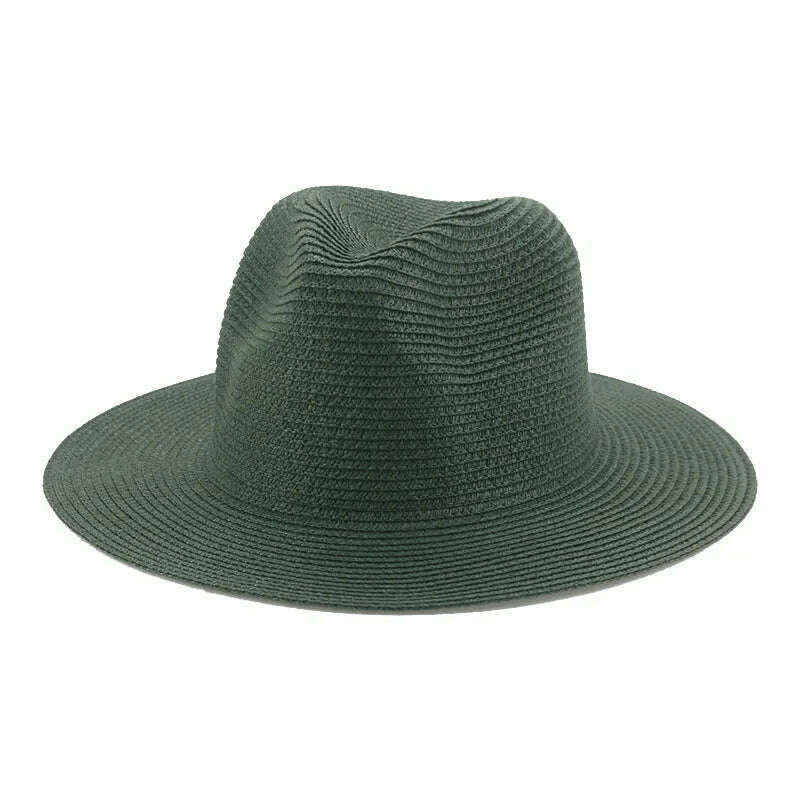 KIMLUD, Women's Hat Hats for Women Summer Straw Sun Hats Men's Caps Sun Protection Beach Summer Women Men Panama Straw Hat Gorras Hombre, Army green / 56-58cm(adults), KIMLUD APPAREL - Womens Clothes