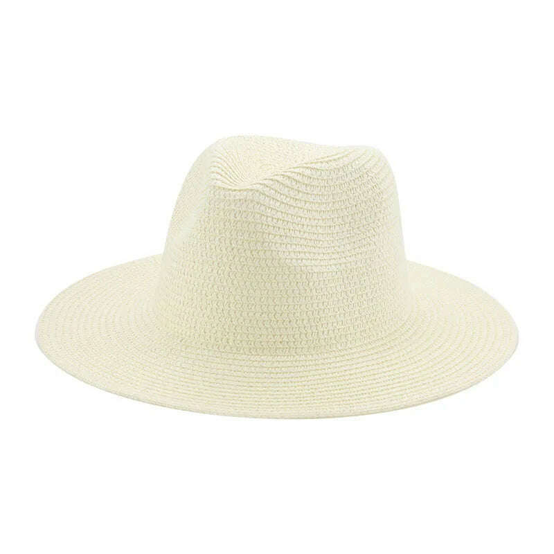 KIMLUD, Women's Hat Hats for Women Summer Straw Sun Hats Men's Caps Sun Protection Beach Summer Women Men Panama Straw Hat Gorras Hombre, Milk white / 56-58cm(adults), KIMLUD APPAREL - Womens Clothes