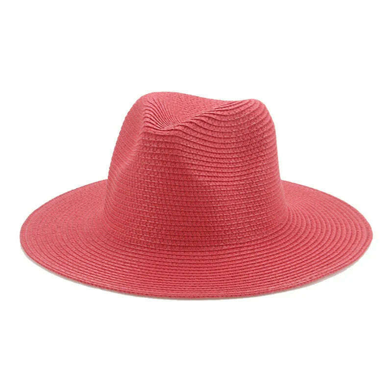 KIMLUD, Women's Hat Hats for Women Summer Straw Sun Hats Men's Caps Sun Protection Beach Summer Women Men Panama Straw Hat Gorras Hombre, Red / 56-58cm(adults), KIMLUD APPAREL - Womens Clothes