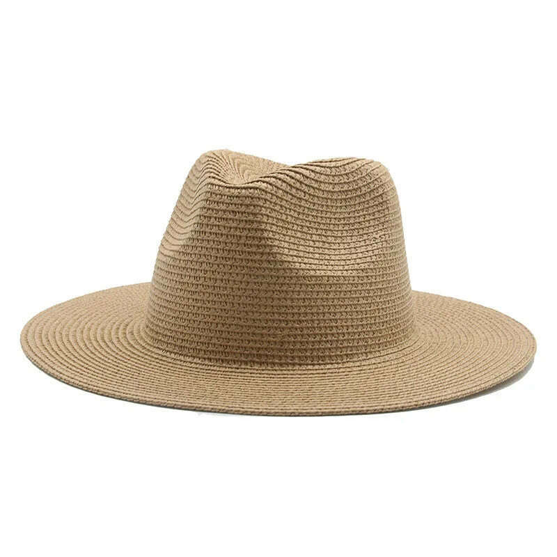 KIMLUD, Women's Hat Hats for Women Summer Straw Sun Hats Men's Caps Sun Protection Beach Summer Women Men Panama Straw Hat Gorras Hombre, Khaki / 56-58cm(adults), KIMLUD APPAREL - Womens Clothes