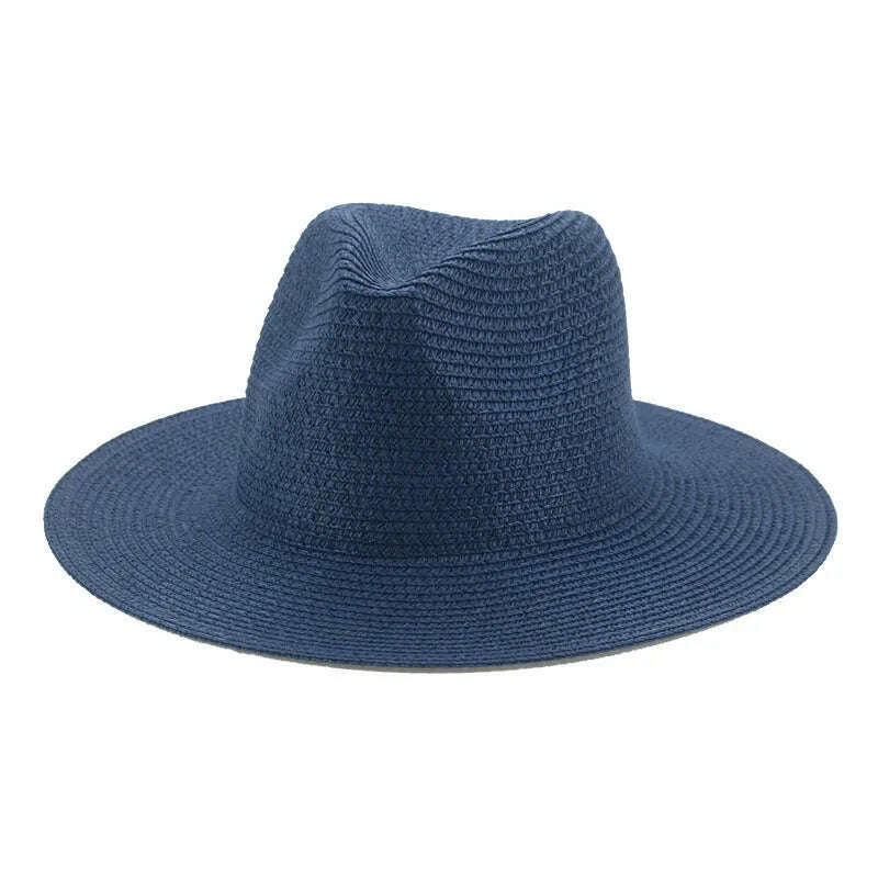 KIMLUD, Women's Hat Hats for Women Summer Straw Sun Hats Men's Caps Sun Protection Beach Summer Women Men Panama Straw Hat Gorras Hombre, Navy / 56-58cm(adults), KIMLUD APPAREL - Womens Clothes